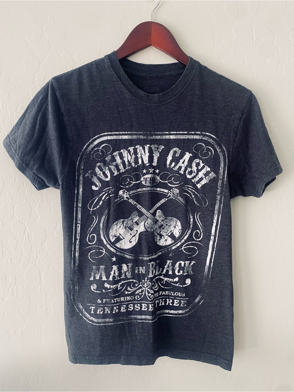 Johnny Cash T-Shirt Man In Black Tennessee Three Graphic Tee Charcoal Gray S⁠